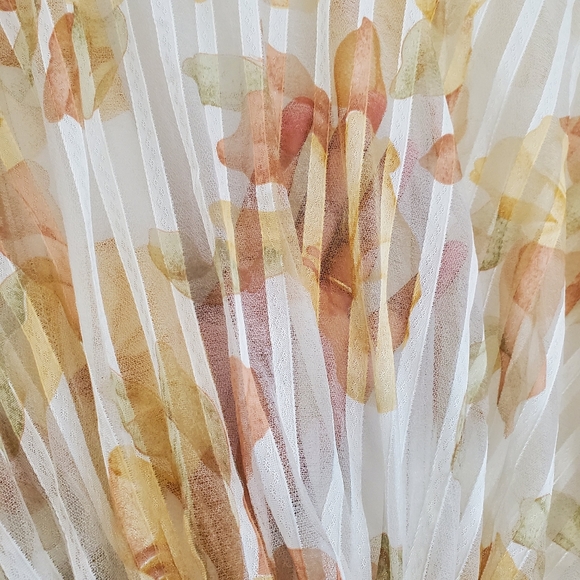 VINTAGE | Sheer Floral Robe Kimono Pastel Belted Night Gown (Size S) - Picture 9 of 13